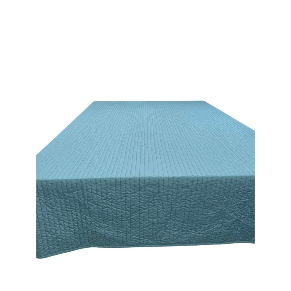 2 Pc‎ Set Blue Channel Quilted Lightweight Coverlet Reversible 106x94 & Sham